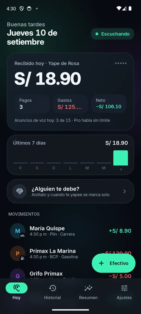 Pantalla Hoy de Yavi
